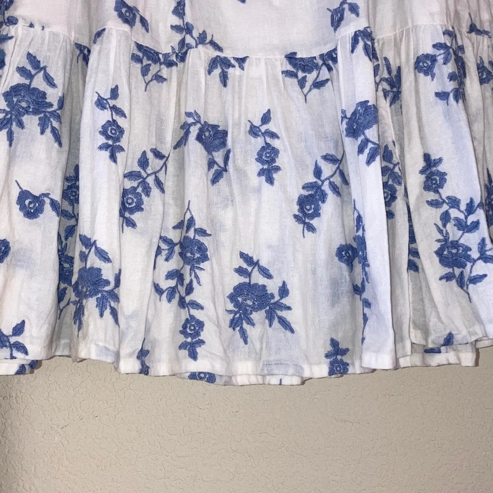 NWOT Embroidered Linen Blend Floral Tiered Maxi Dress 55% Linen - Picture 7 of 10